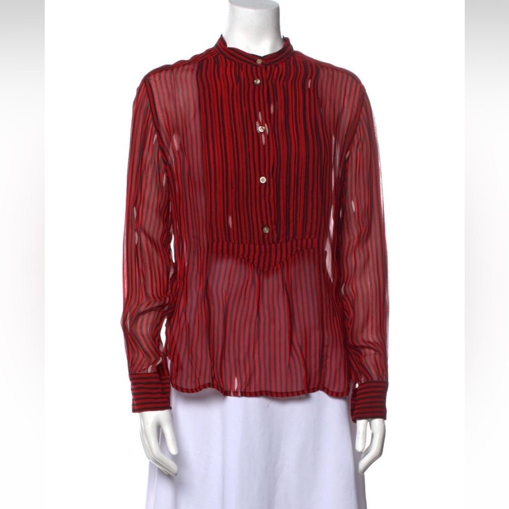 Isabel Marant striped mock neck button up